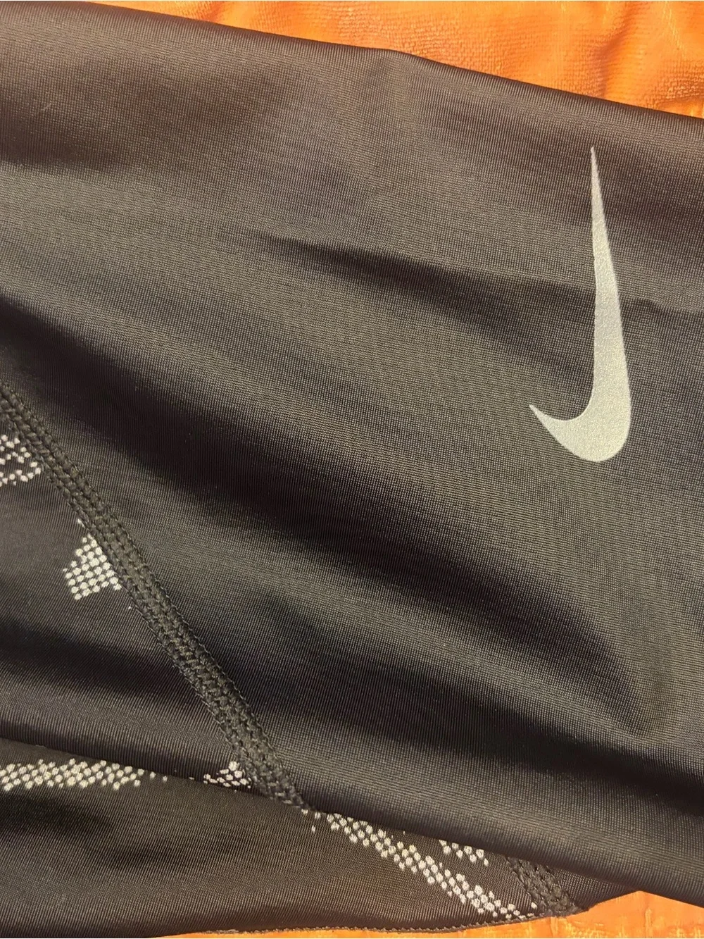 Nike Black Leggings with Silver Reflective Graphic Accents